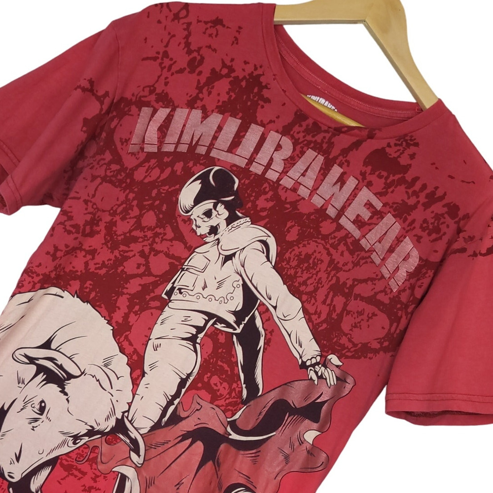 Kimurawear Men's Bull Fighter Graphic Tee Sz Small Short Sleeve T-Shirt Red